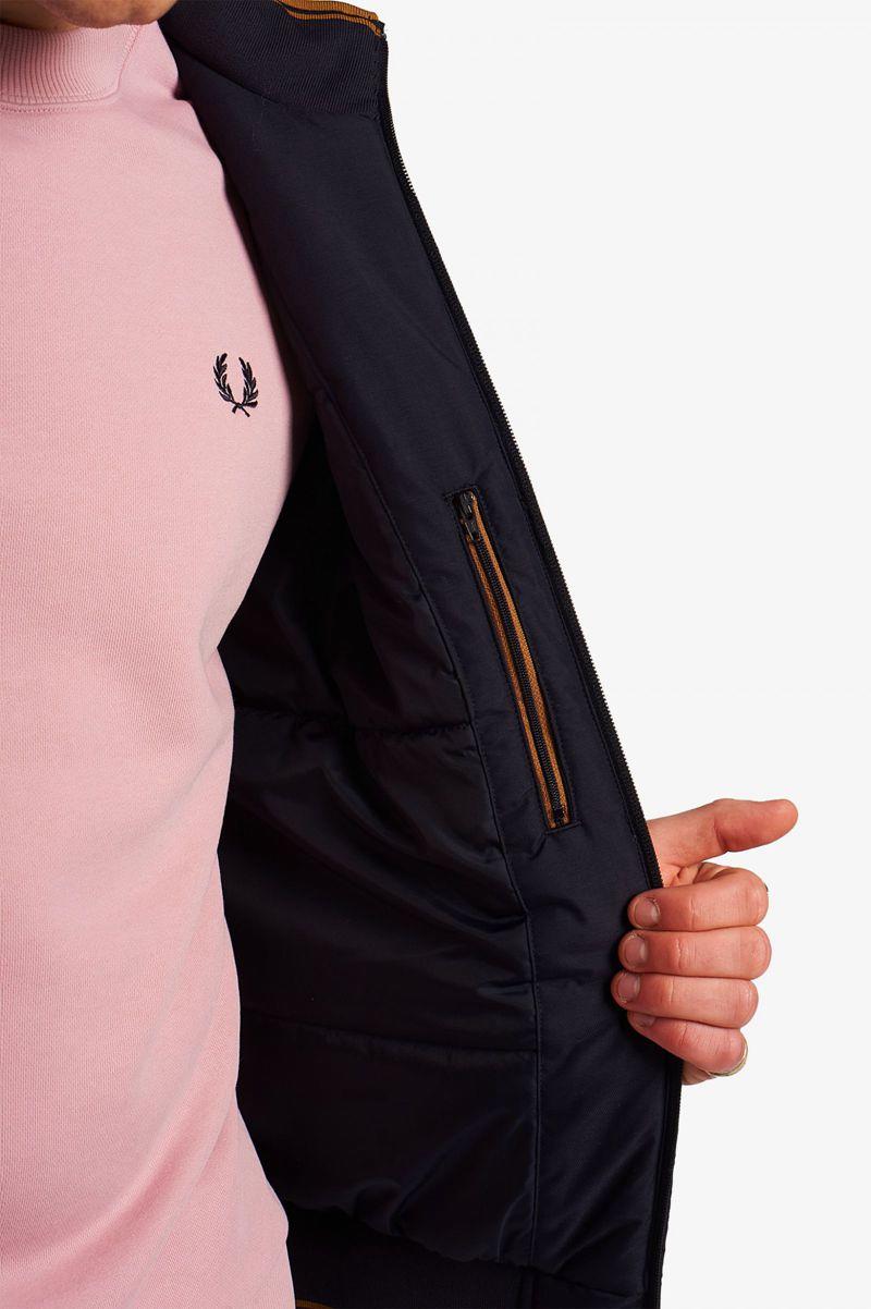 Navy Fred Perry Colour Block Padded Brentham Men's Jackets | PH 1184WNBY